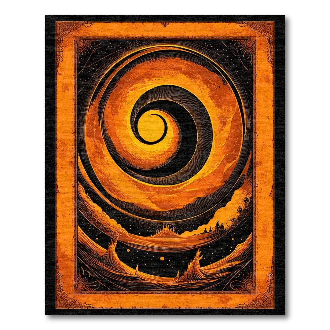 Abstract Area Orange Vortex Swirl Area Rug