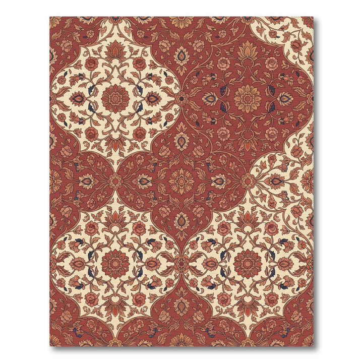 Crimson Ivory Floral Arch Ensemble Rug