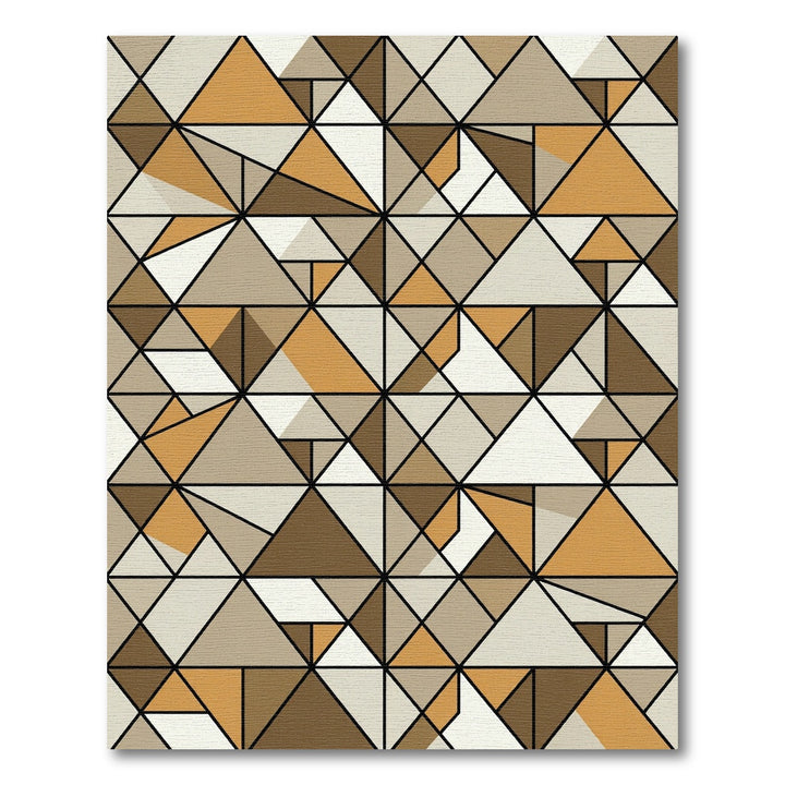 Geometric Ochre Brown Neutral Triangles Rug