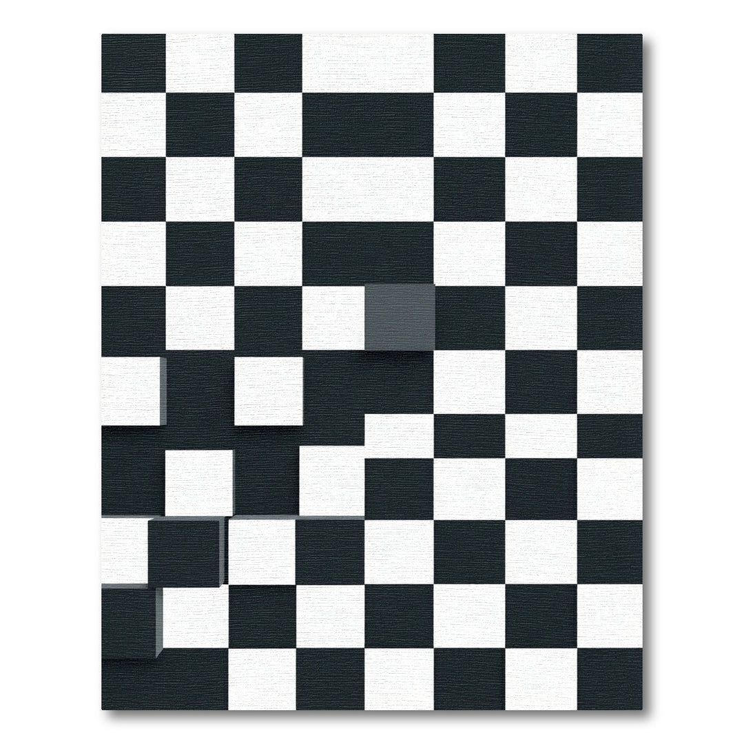 Monochrome Chessboard Cubes Rug