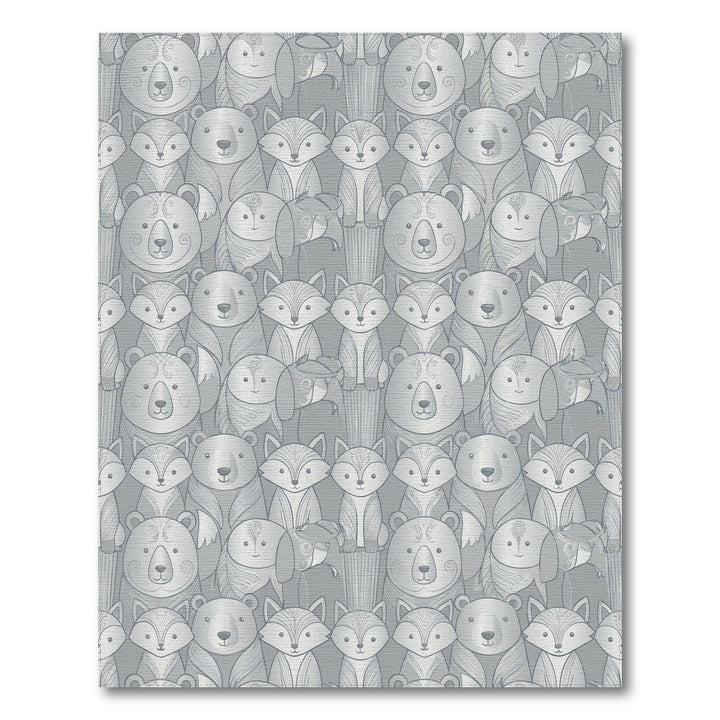 Woodland Friends Silvery Gray Animals Rug
