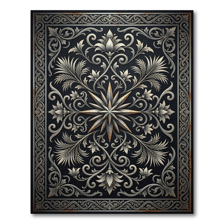 Antique Silver Starburst Floral Rug
