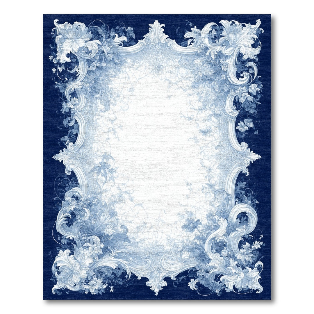 Blue Floral Vintage Ornate Area Rug