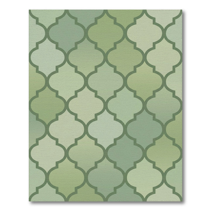 Sage Green Quatrefoil Lattice Rug