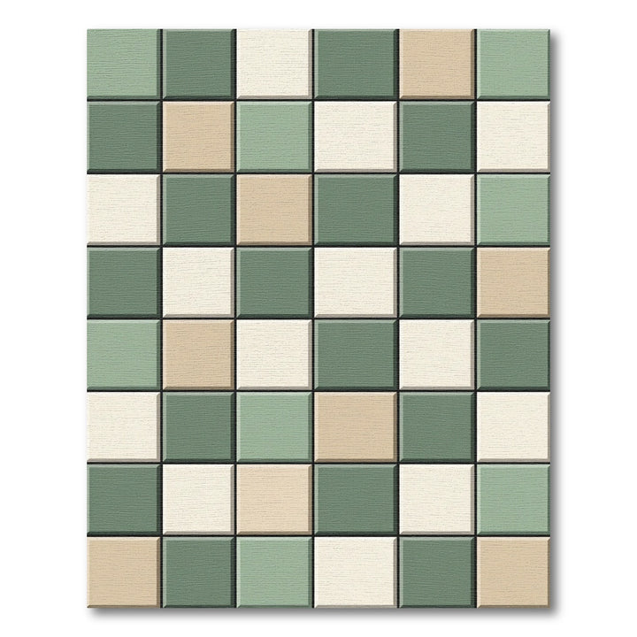 Checkerboard Sage Cream Square Rug