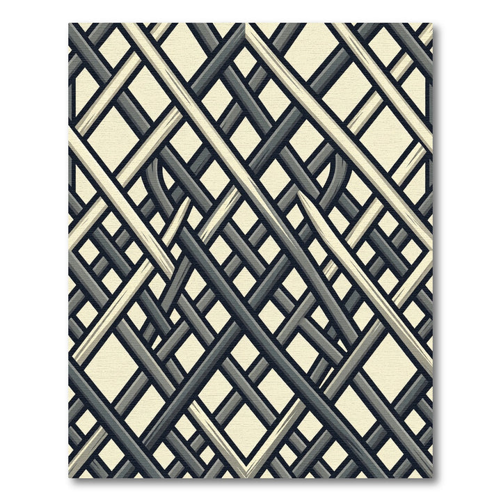 Modern Gray Interlocking Lattice Rug