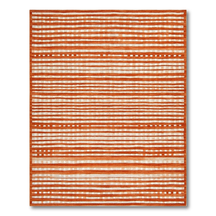 Geometric Modern Striped Orange Striped Geometric Area Rug