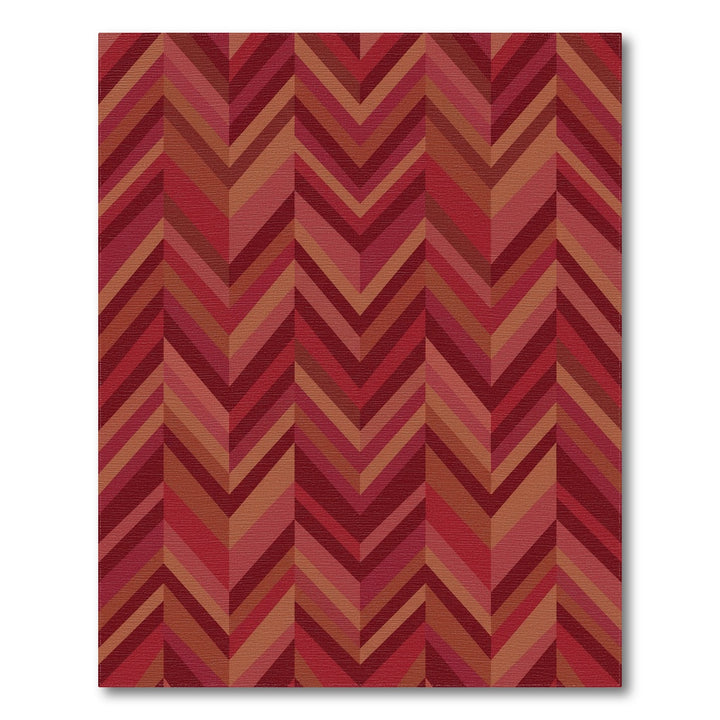 Crimson Red Chevron Stripe Rug