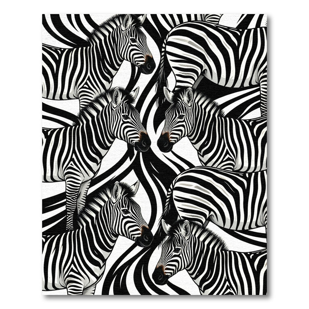 Bold Black White Zebra Collage Rug