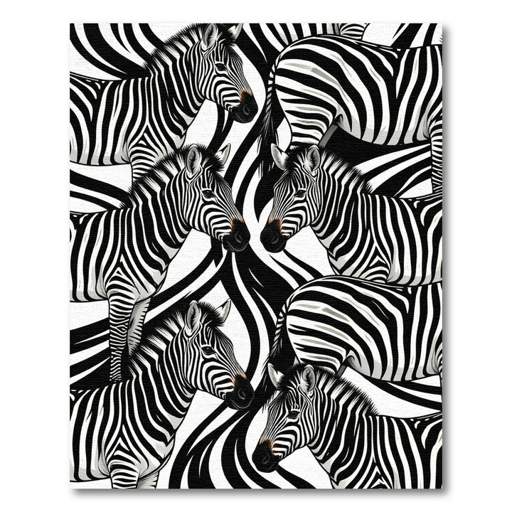 Bold Black White Zebra Collage Rug