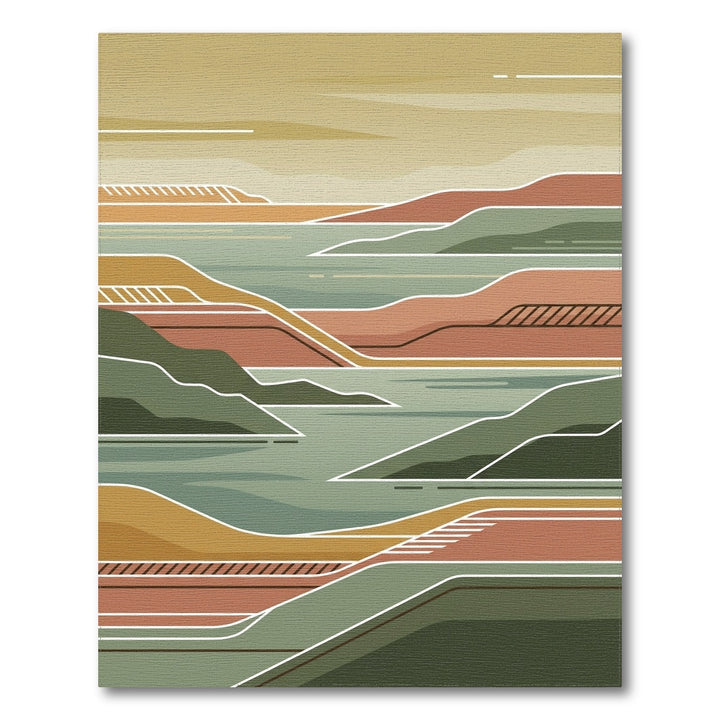 Earthy Tones Abstract Landscape Layers Rug