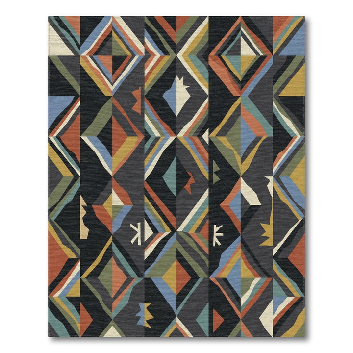 Earthy Tone Geometric Diamond Stripe Rug