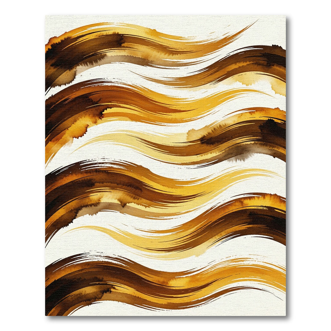 Golden Brown Abstract Brushstroke Rug