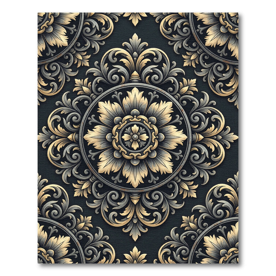 Gilded Floral Medallion Relief Rug