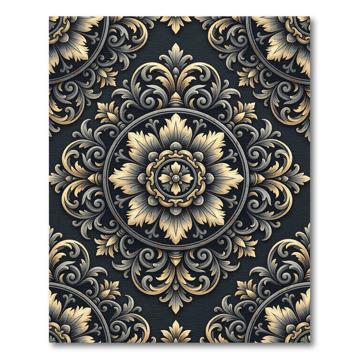 Gilded Floral Medallion Relief Rug