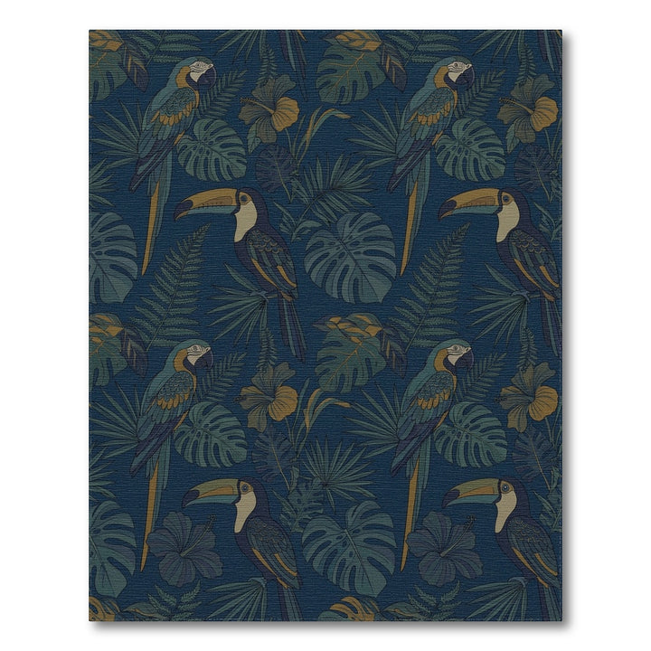 Tropical Toucan and Macaw Jungle Rug