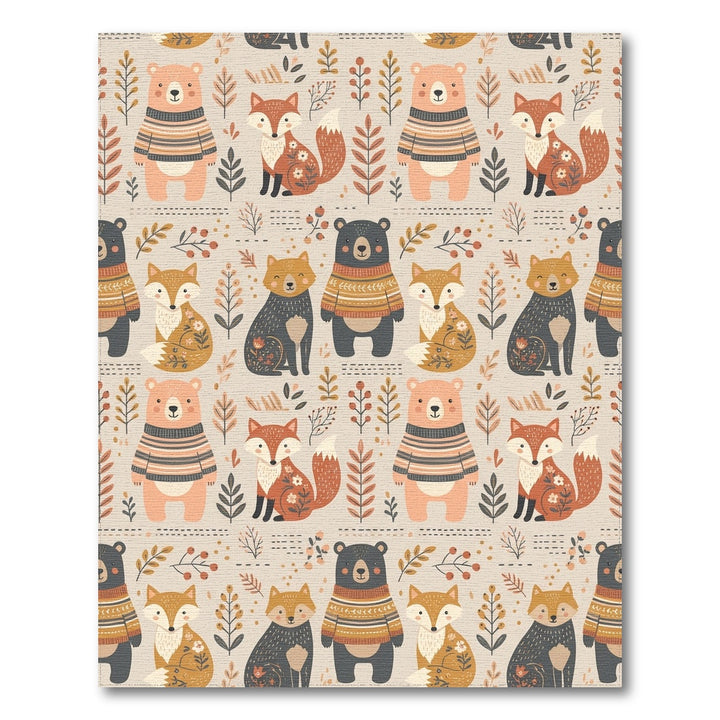 Woodland Creatures Sweater Bears Foxes Rug