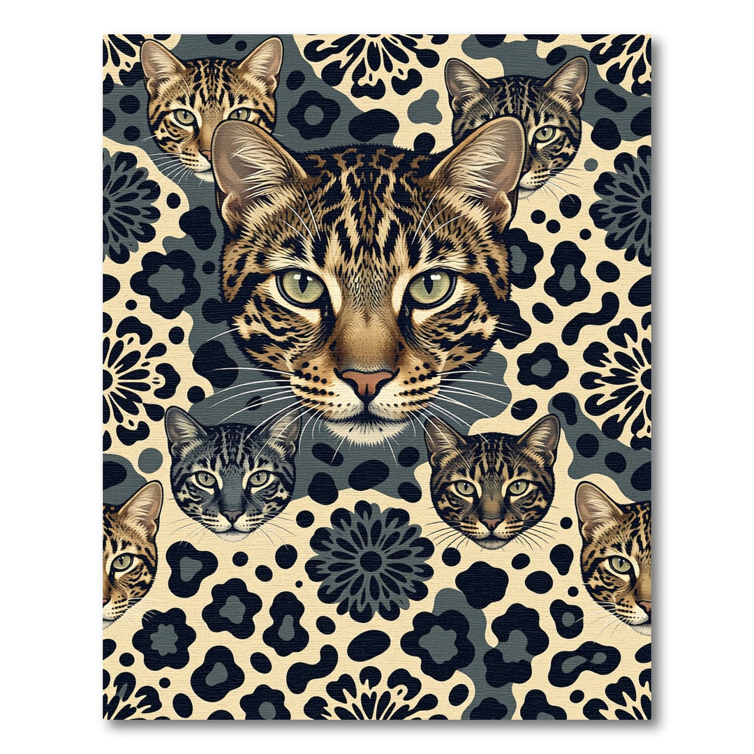 Wild Cat Roaring Leopard Spots Rug