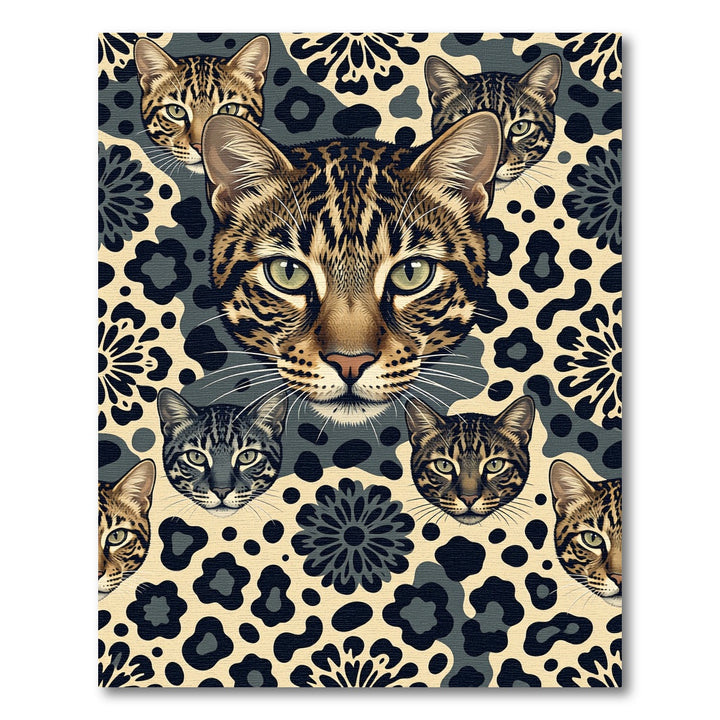 Wild Cat Roaring Leopard Spots Rug