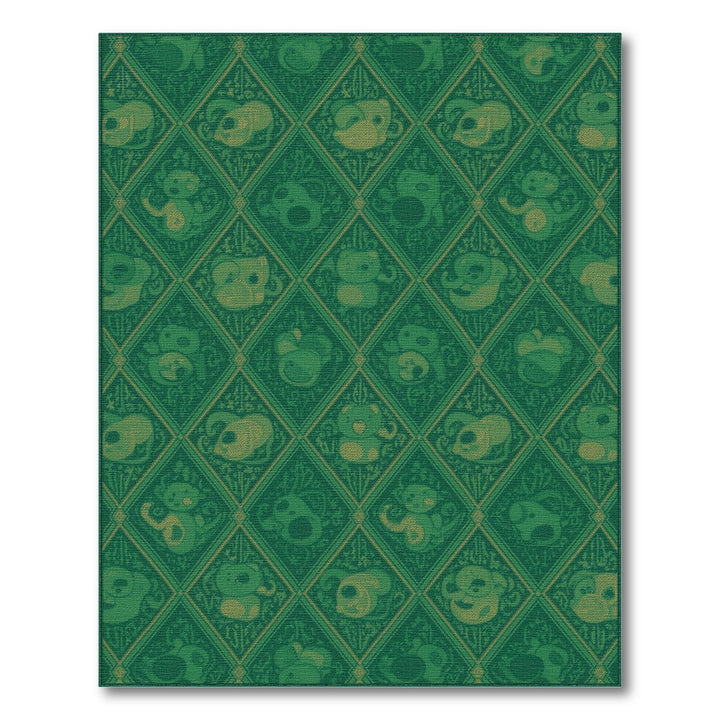 Green Cartoon Monkey Lattice Kids Area Rug