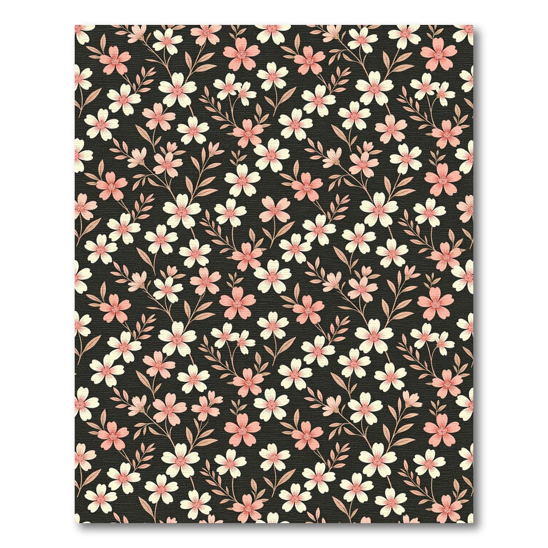 Delicate Pink White Floral Branches Rug