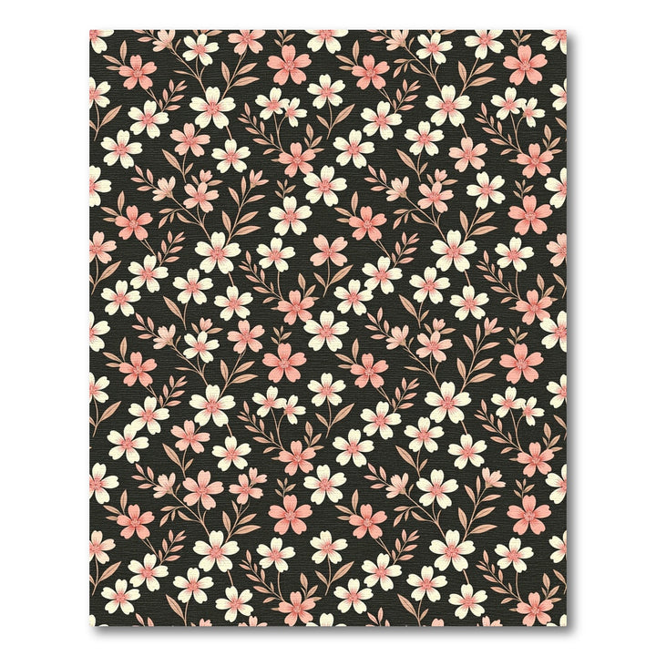 Delicate Pink White Floral Branches Rug