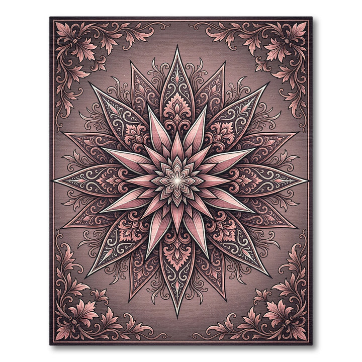 Rose Pink Floral Mandala Art Rug