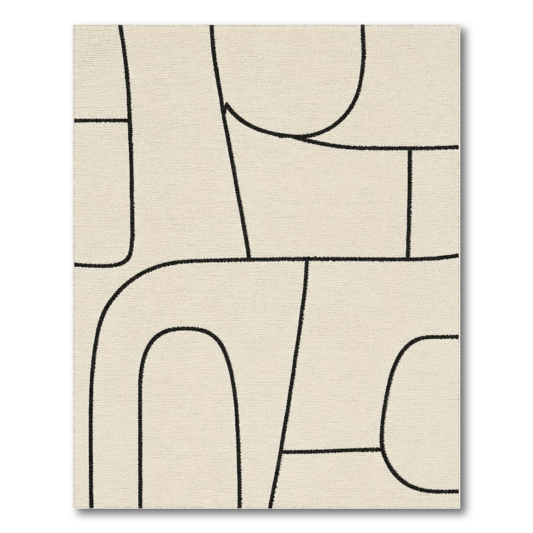 Abstract Geometric Modern Beige Geometric Abstract Area Rug