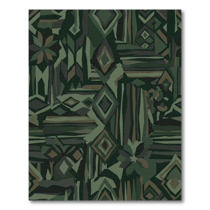Deep Green Geometric Patchwork Rug