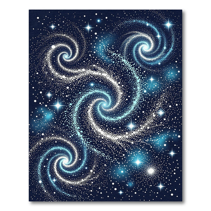 Celestial Blue Swirling Nebula Rug