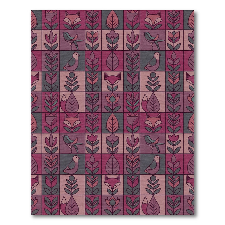 Scandinavian Folk Art Fox and Bird Rug