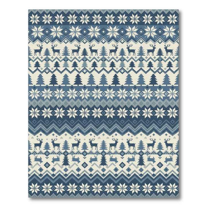 Nordic Blue Deer Snowflake Forest Rug