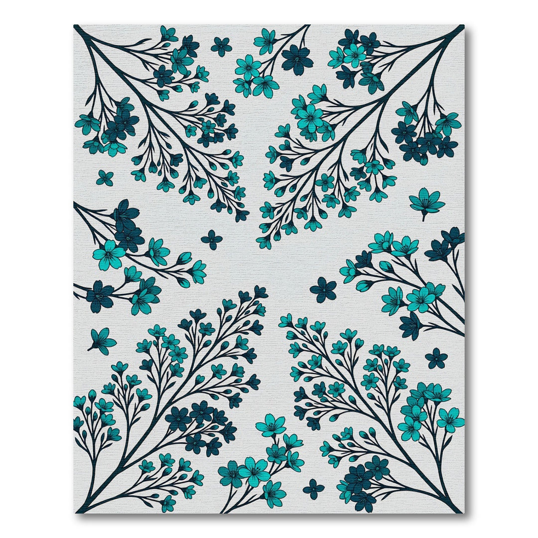 Teal Blossom Branch Art Rug