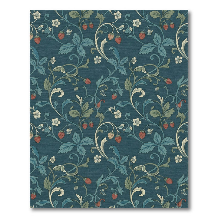 Teal Strawberry Vine Floral Rug