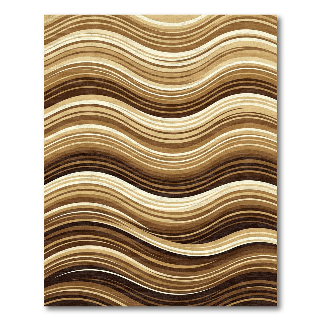 Earthy Brown Wavy Stripe Rug