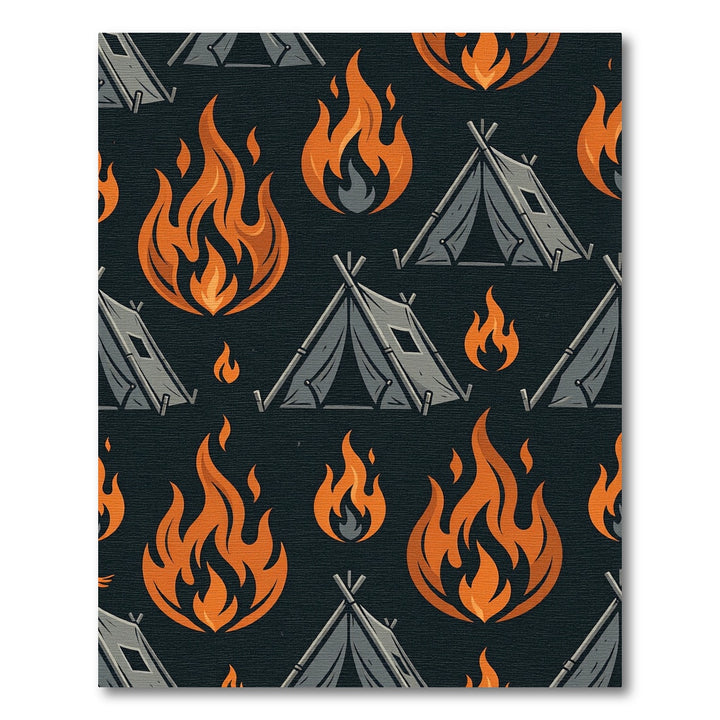 Campfire Tent Fire Orange Rug