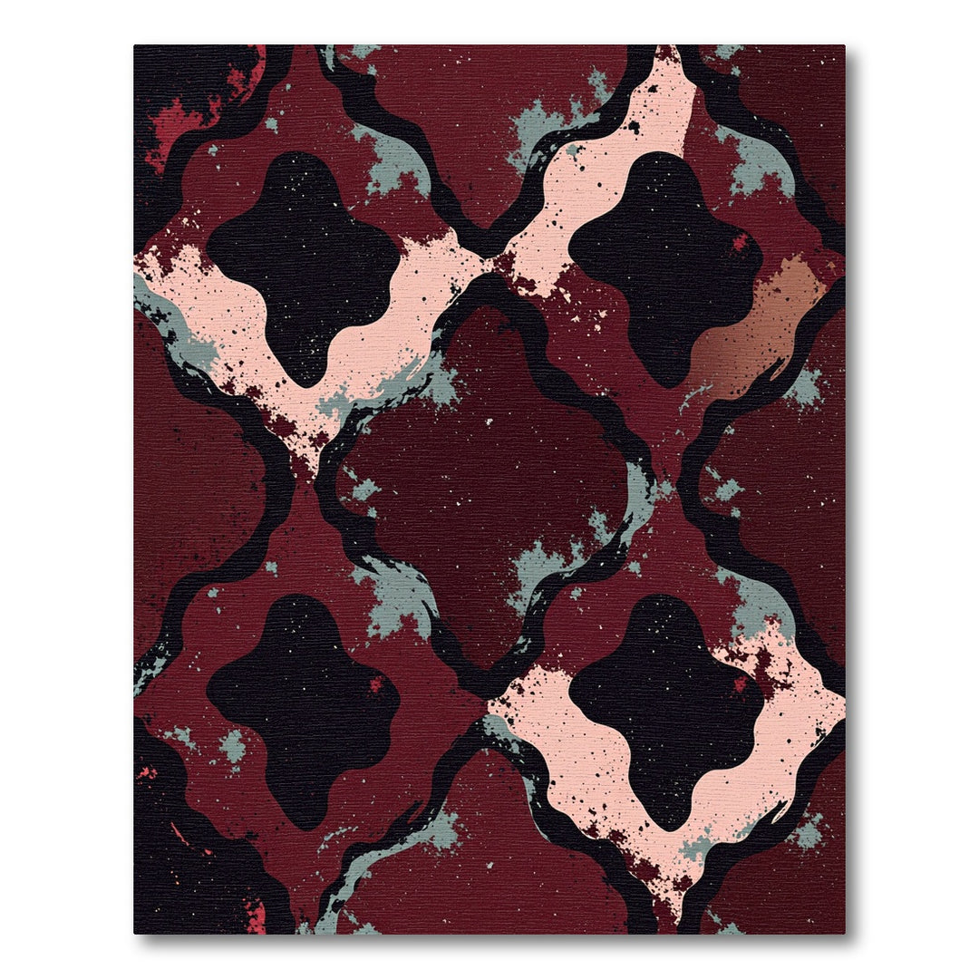 Crimson Abstract Splash Lattice Rug