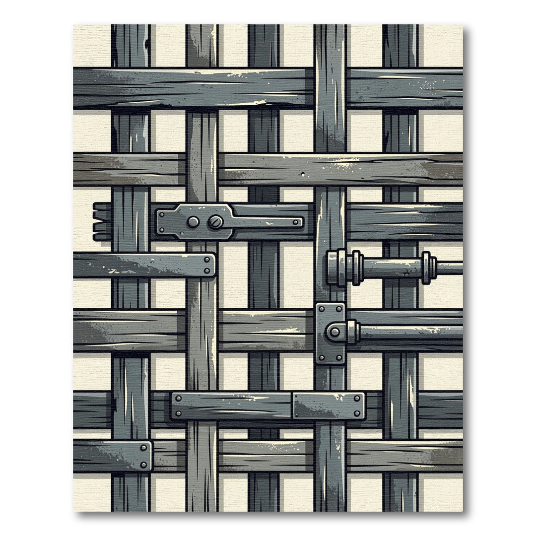 Gray Wood Lattice Barricade Rug