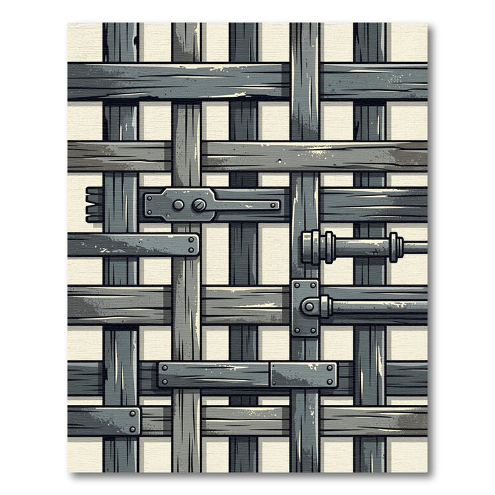 Gray Wood Lattice Barricade Rug