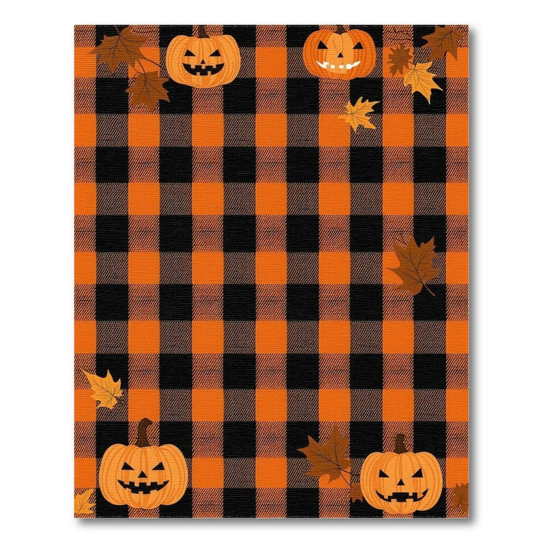Rustic Farmhouse Orange Buffalo Check Pumpkin Area Rug