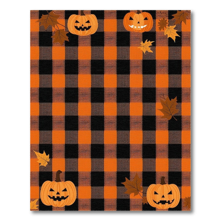 Rustic Farmhouse Orange Buffalo Check Pumpkin Area Rug
