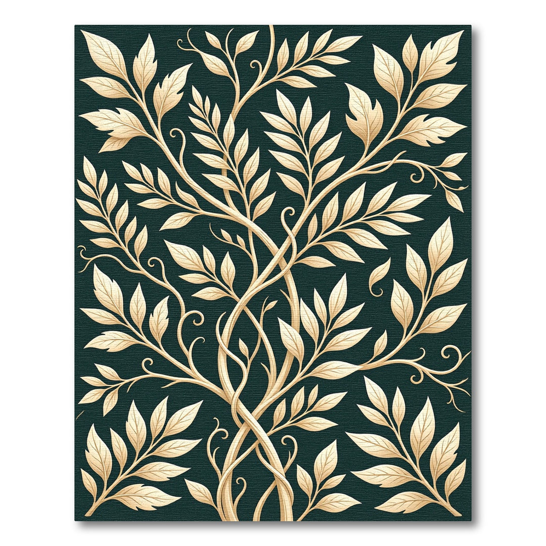Golden Leafy Vine Art Rug