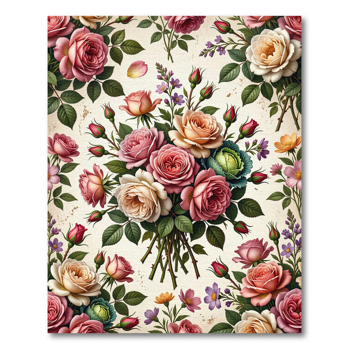 Vintage Rose Bouquet Floral Rug