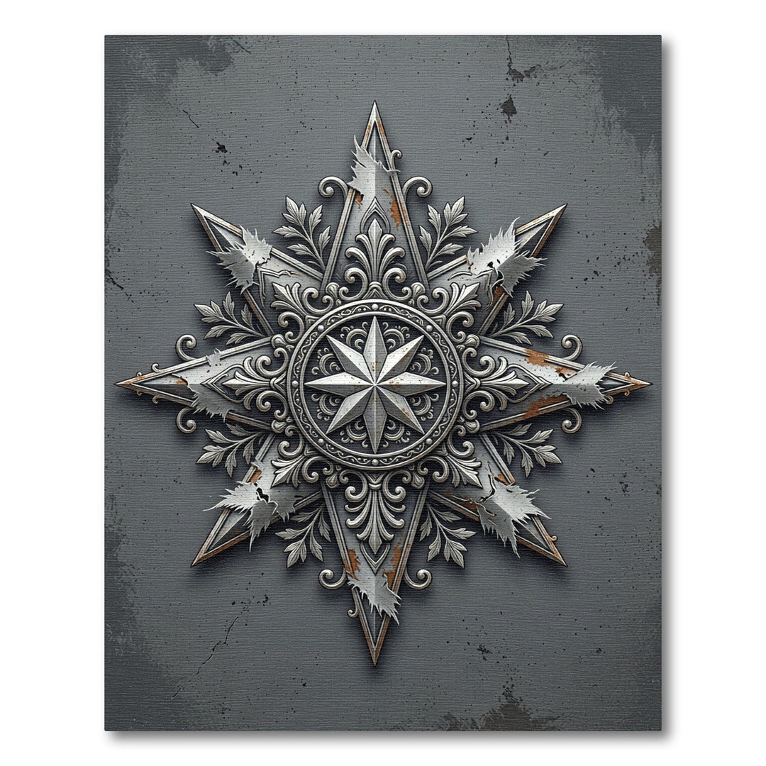 Ornate Silver Starburst Medallion Rug