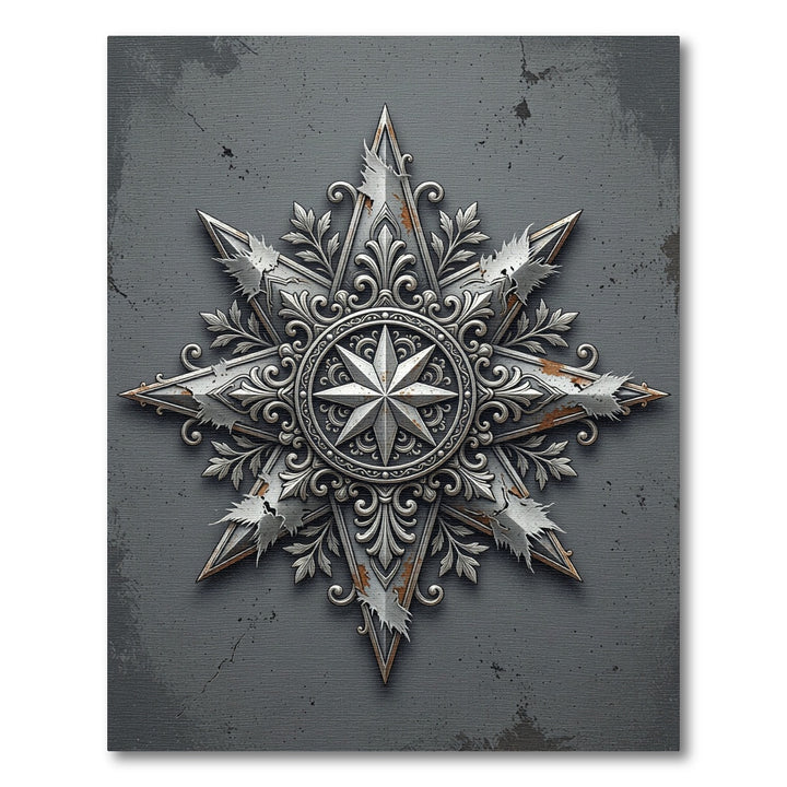 Ornate Silver Starburst Medallion Rug