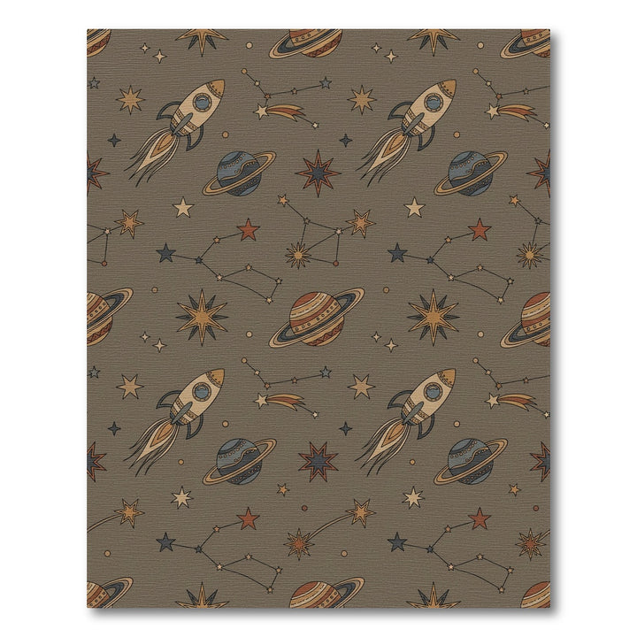 Retro Space Rockets and Planets Rug
