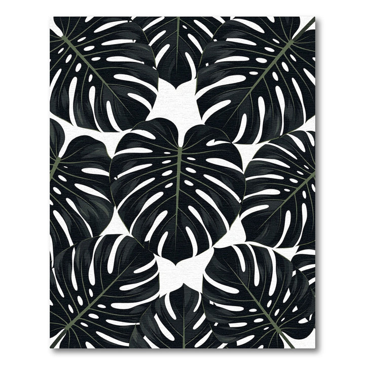 Dark green tropical monstera leaves Rug