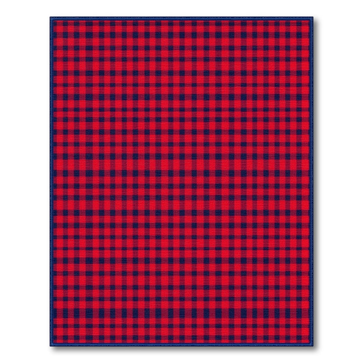 Red Navy Checkered Area Rug