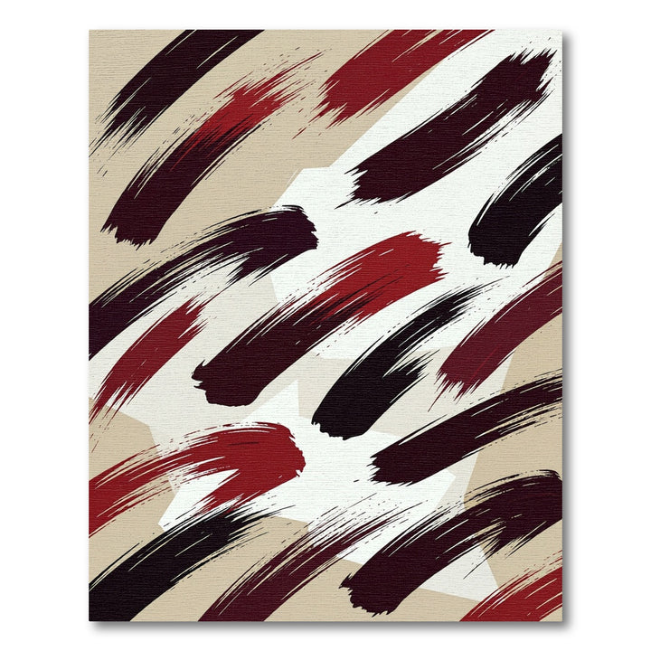 Abstract Brushstroke Crimson and Beige Rug