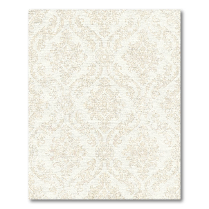 Cream Damask Acanthus Scroll Rug